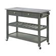 American Heritage Stainless Steel Top Kitchen Cart in Gray Wood Finish