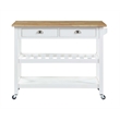 American Heritage Butcher Block Top Kitchen Cart in White Wood Finish