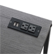 Designs2Go Office Workstation with Charging Station and Shelves in Gray Wood