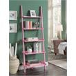 American Heritage Bookshelf Ladder with Five Tiers in Bright Pink Wood Finish