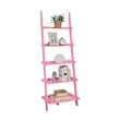 American Heritage Bookshelf Ladder with Five Tiers in Bright Pink Wood Finish