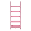 American Heritage Bookshelf Ladder with Five Tiers in Bright Pink Wood Finish