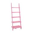 American Heritage Bookshelf Ladder with Five Tiers in Bright Pink Wood Finish