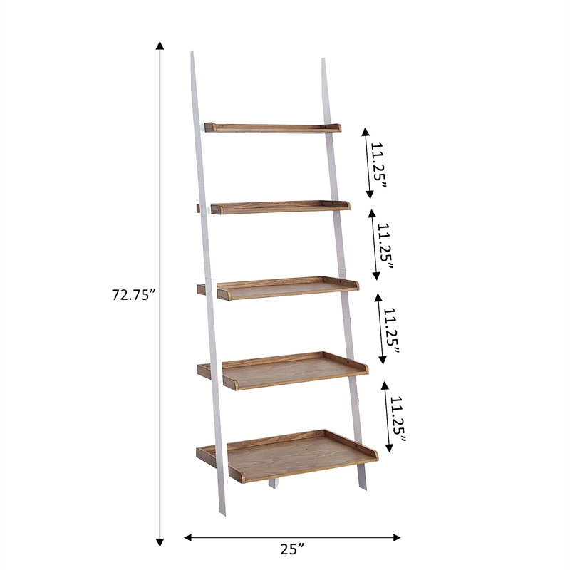 American Heritage Bookshelf Ladder with Five Tiers in Caramel Wood Finish