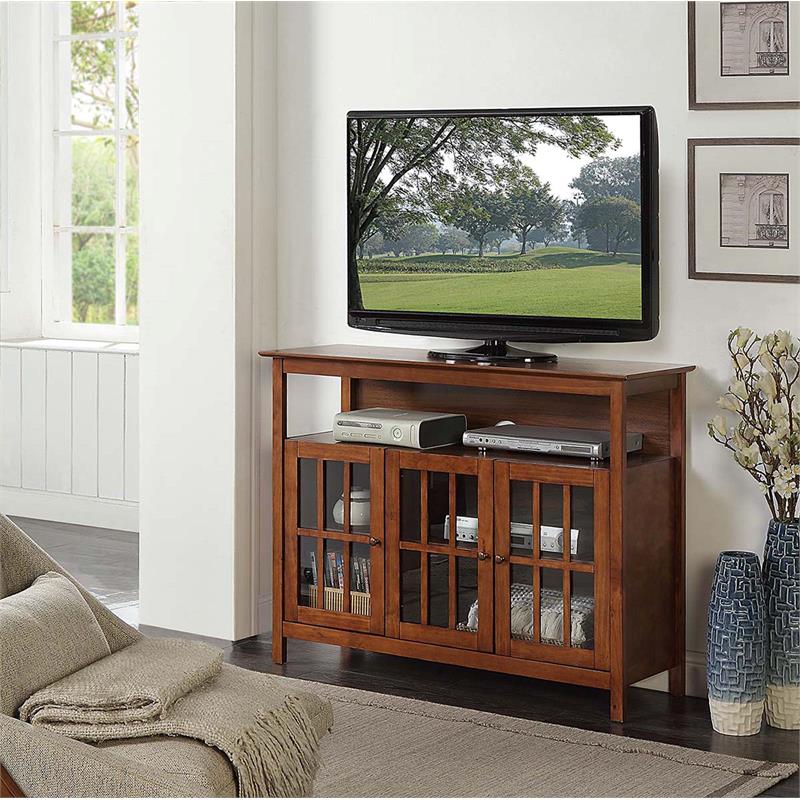 Big Sur Deluxe 48-inch TV Stand with Storage Cabinets and Shelf in Walnut Wood