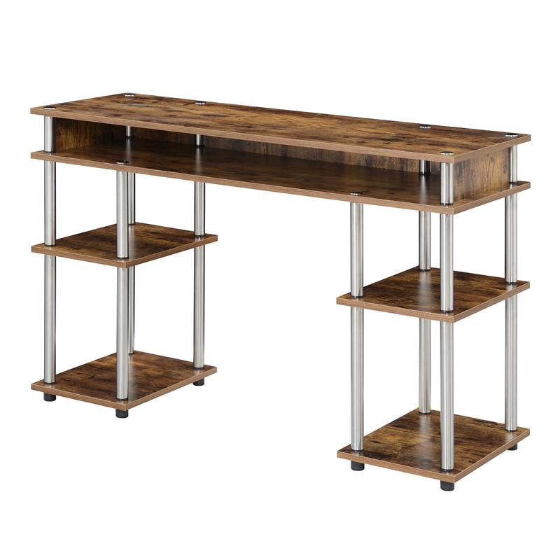 Designs2Go No Tools Student Desk with Shelves in Nutmeg Wood Finish