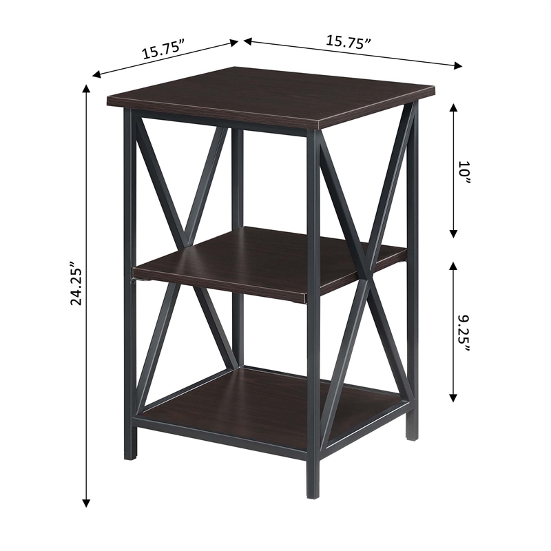 Convenience Concepts Tucson End Table with Shelves in Espresso Wood Finish