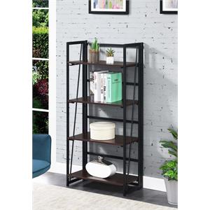 Convenience Concepts Xtra Folding Four-Tier Bookshelf in Espresso Wood Finish