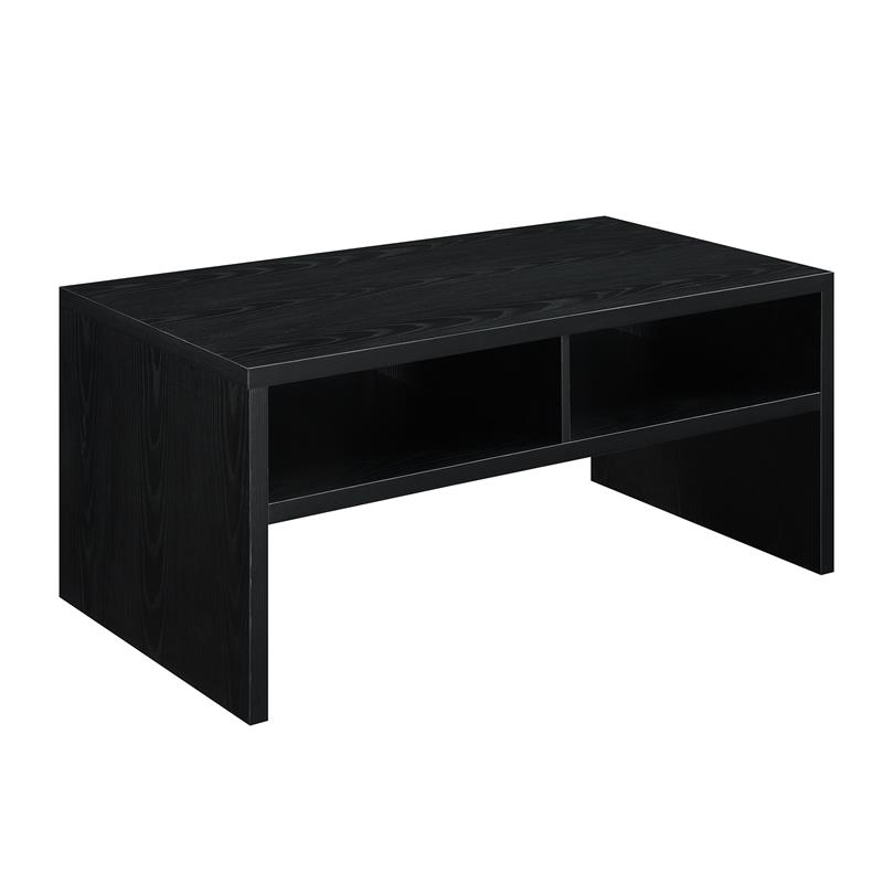 Northfield Admiral Deluxe Coffee Table with Shelves in Black Wood Finish