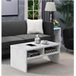 Northfield Admiral Deluxe Coffee Table with Shelves in White Marble Wood Finish