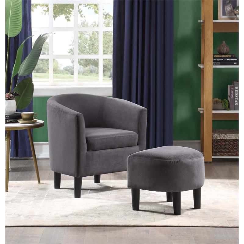 Take-a-Seat Churchill Accent Chair with Ottoman in Gray Microfiber Fabric