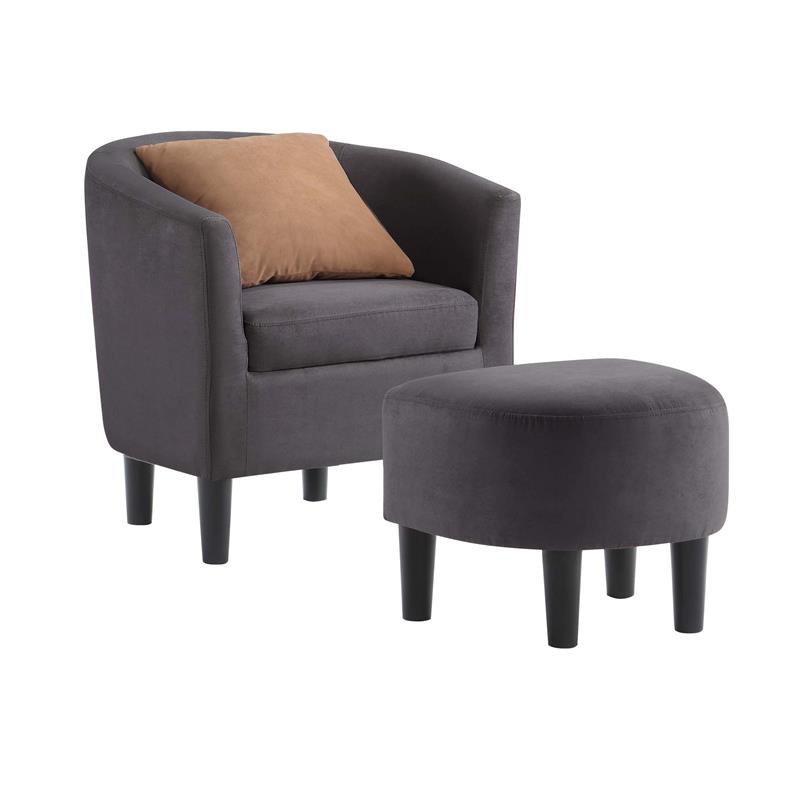 Take-a-Seat Churchill Accent Chair with Ottoman in Gray Microfiber Fabric