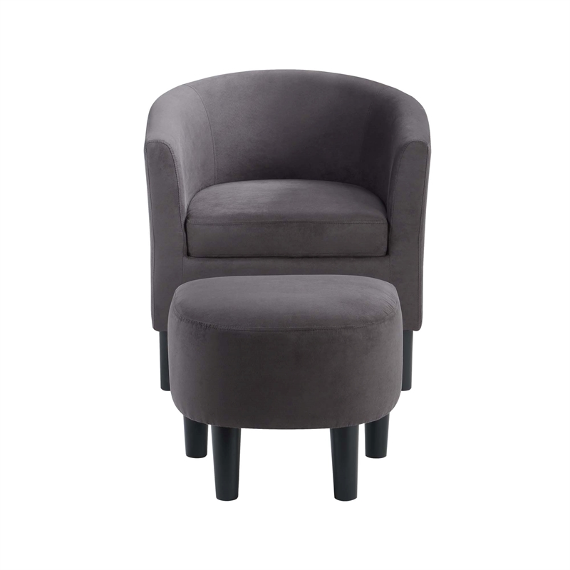 Take-a-Seat Churchill Accent Chair with Ottoman in Gray Microfiber Fabric
