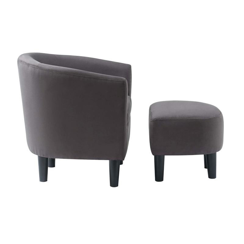 Take-a-Seat Churchill Accent Chair with Ottoman in Gray Microfiber Fabric