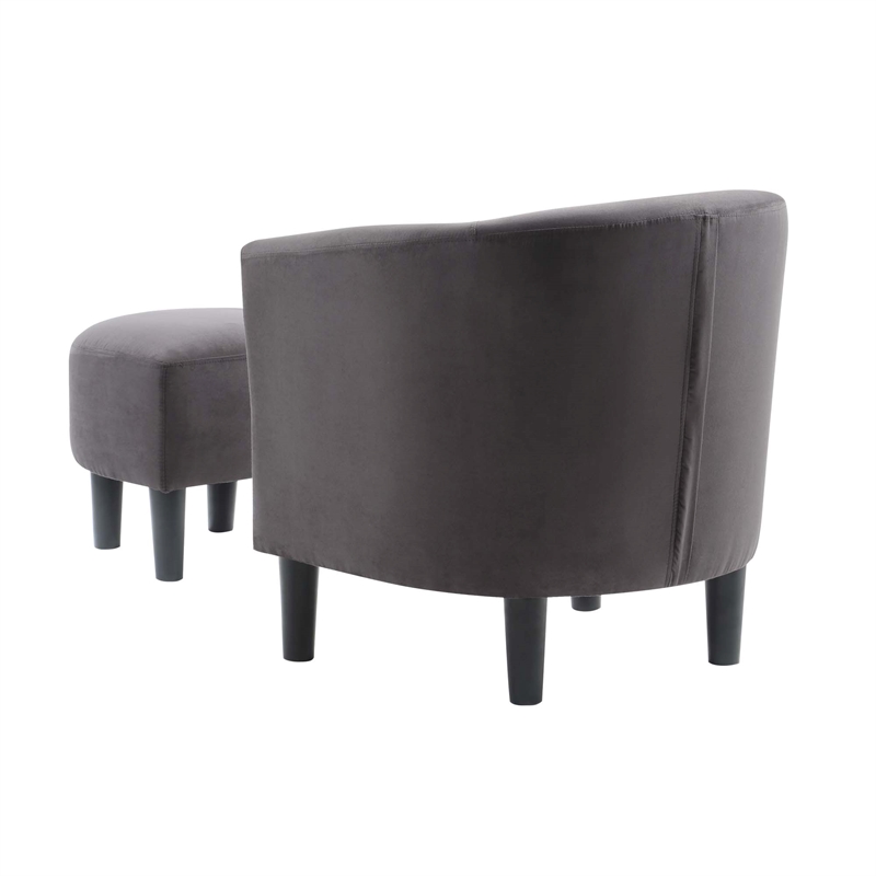 Take-a-Seat Churchill Accent Chair with Ottoman in Gray Microfiber Fabric