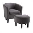 Take-a-Seat Churchill Accent Chair with Ottoman in Gray Microfiber Fabric