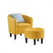 Take-a-Seat Churchill Accent Chair with Ottoman in Yellow Faux Leather Fabric