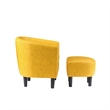 Take-a-Seat Churchill Accent Chair with Ottoman in Yellow Faux Leather Fabric