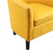 Take-a-Seat Churchill Accent Chair with Ottoman in Yellow Faux Leather Fabric