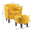 Take-a-Seat Churchill Accent Chair with Ottoman in Yellow Faux Leather Fabric