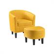Take-a-Seat Churchill Accent Chair with Ottoman in Yellow Faux Leather Fabric