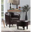 Take-a-Seat Churchill Accent Chair with Ottoman in Espresso Faux Leather Fabric