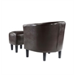 Take-a-Seat Churchill Accent Chair with Ottoman in Espresso Faux Leather Fabric