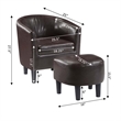 Take-a-Seat Churchill Accent Chair with Ottoman in Espresso Faux Leather Fabric