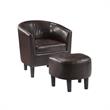 Take-a-Seat Churchill Accent Chair with Ottoman in Espresso Faux Leather Fabric
