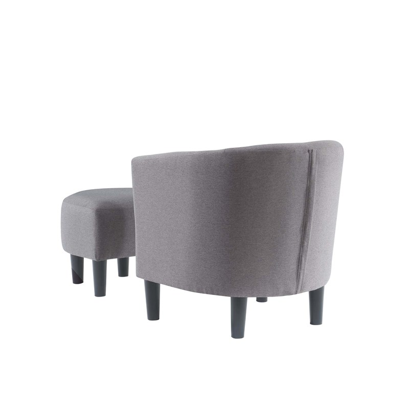 Take-a-Seat Churchill Accent Chair with Ottoman in Cement Gray Linen Fabric