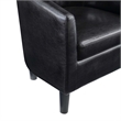 Take-a-Seat Churchill Accent Chair with Ottoman in Black Faux Leather Fabric