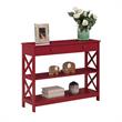 Oxford One-Drawer Console Table with Shelves in Cranberry Red Wood Finish