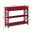 Oxford One-Drawer Console Table with Shelves in Cranberry Red Wood Finish