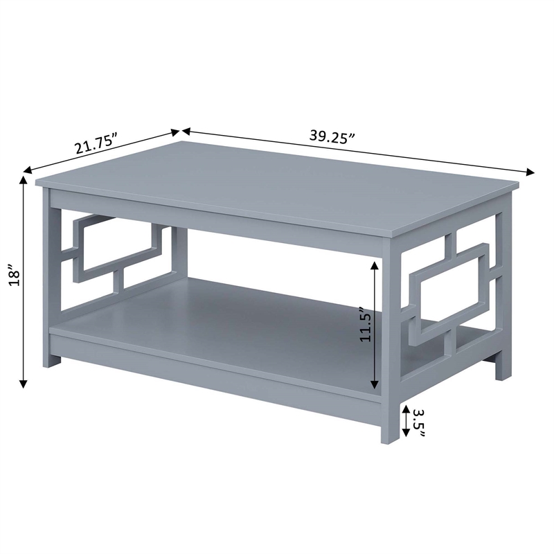 Convenience Concepts Town Square Coffee Table with Shelf in Gray Wood Finish
