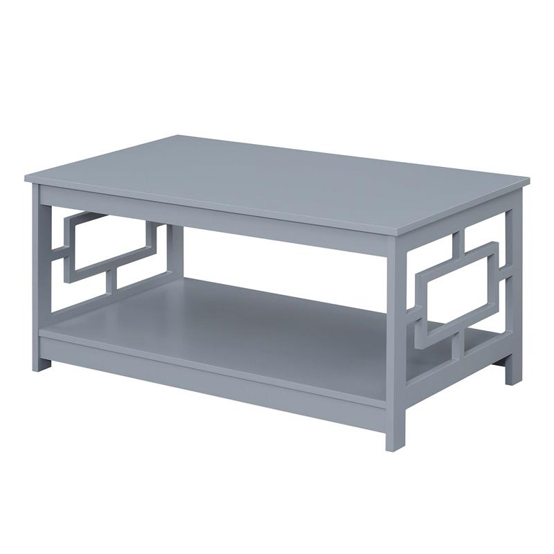 Convenience Concepts Town Square Coffee Table with Shelf in Gray Wood Finish