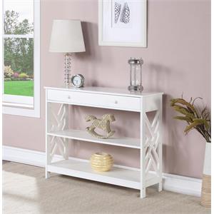 Convenience Concepts Titan One-Drawer Console Table with Shelves in White Wood