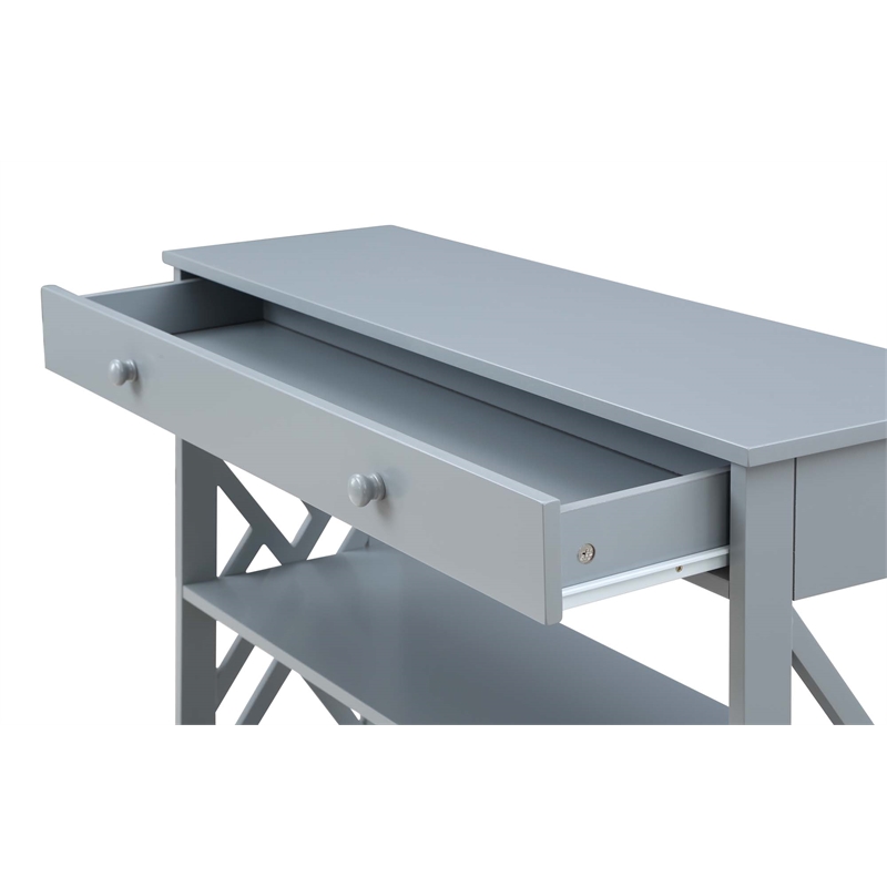 Convenience Concepts Titan One-Drawer Console Table with Shelves in Gray Wood
