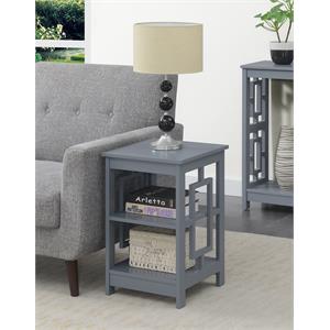 Convenience Concepts Town Square End Table with Shelves in Gray Wood Finish