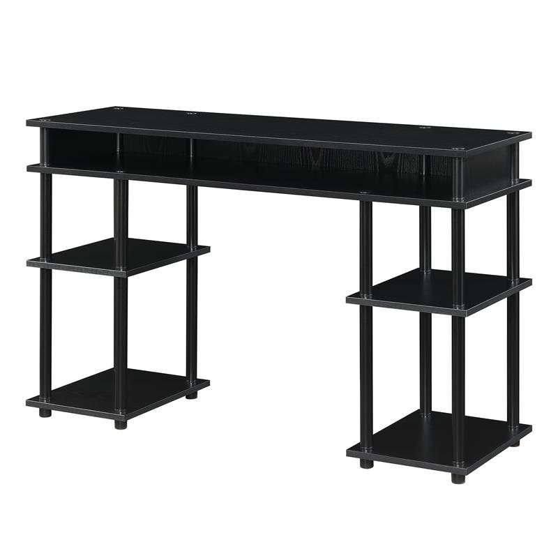 Convenience Concepts Designs2Go No-Tools Student Desk with Shelves in Black Wood