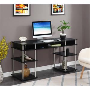 Designs2Go No-Tools 60-inch Deluxe Student Desk with Shelves in Black Wood