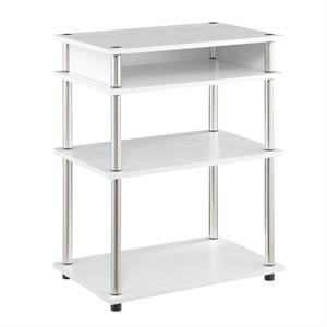 Designs2Go No-Tools Printer Stand with Shelves in White Wood Finish