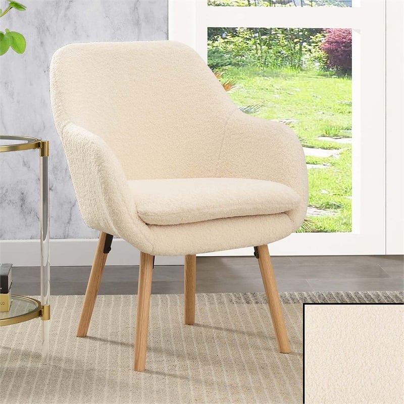 Take-a-Seat Charlotte Sherpa Accent Chair in Cream Sherpa Fabric