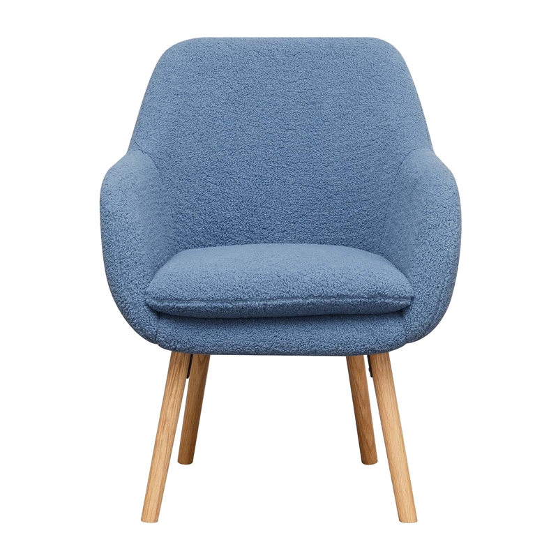 Take-a-Seat Charlotte Sherpa Accent Chair in Blue Sherpa Fabric with Wood Legs