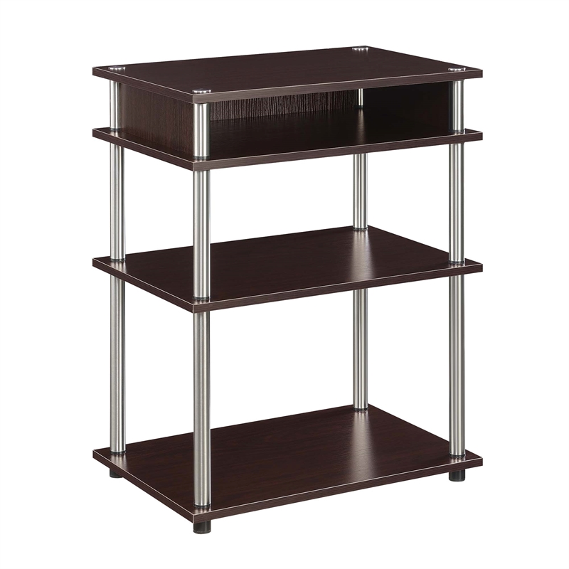 Designs2Go No-Tools Printer Stand with Shelves in Espresso Wood Finish