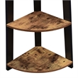 Newport Five-Tier Corner Bookshelf in Nutmeg Wood Finish with Black Wood Frame