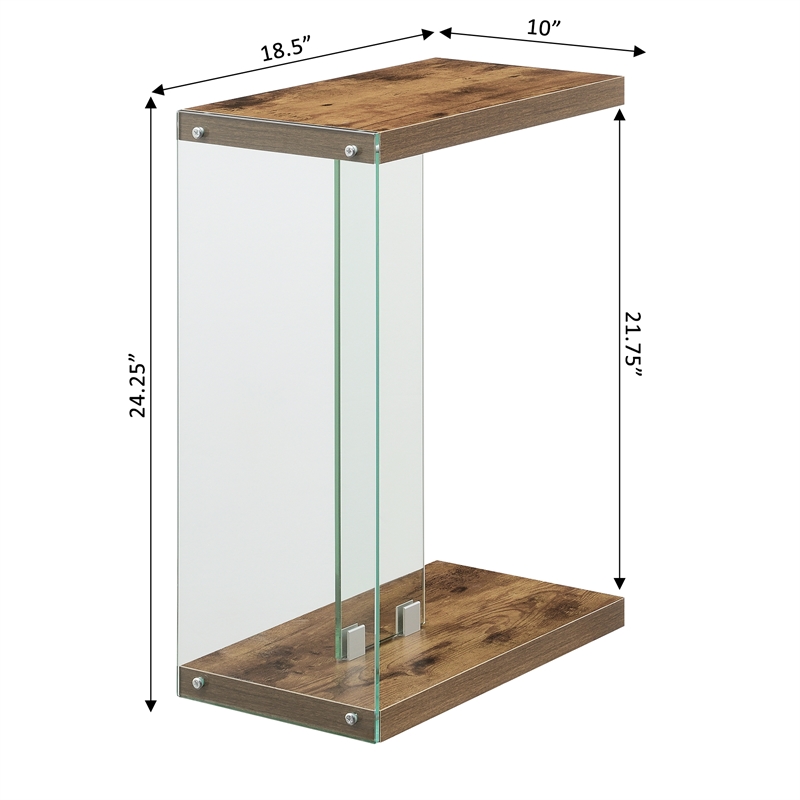 Convenience Concepts SoHo C End Table in Nutmeg Wood Finish and Clear Glass