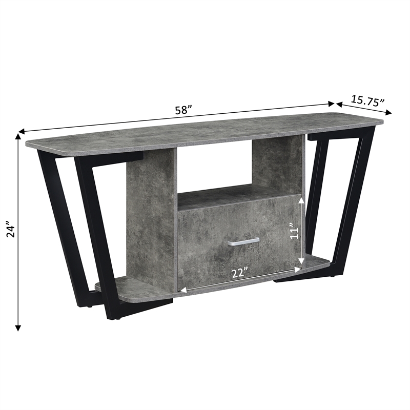 Graystone 60-inch One-Drawer TV Stand with Shelves in Gray Wood Finish