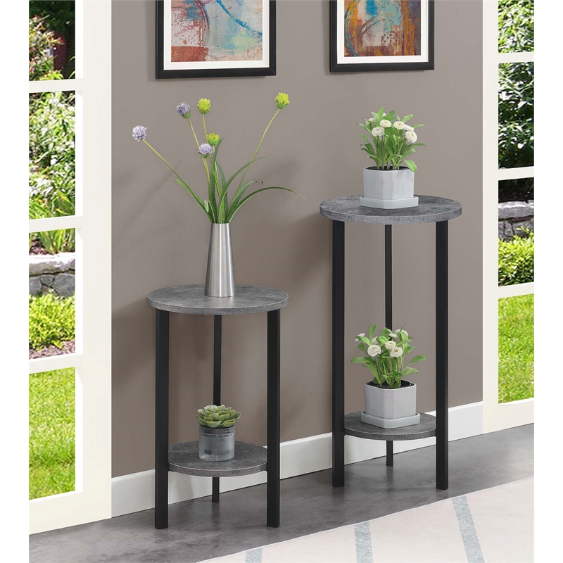 Convenience Concepts Graystone 31-inch Two-Tier Plant Stand in Gray Wood Finish
