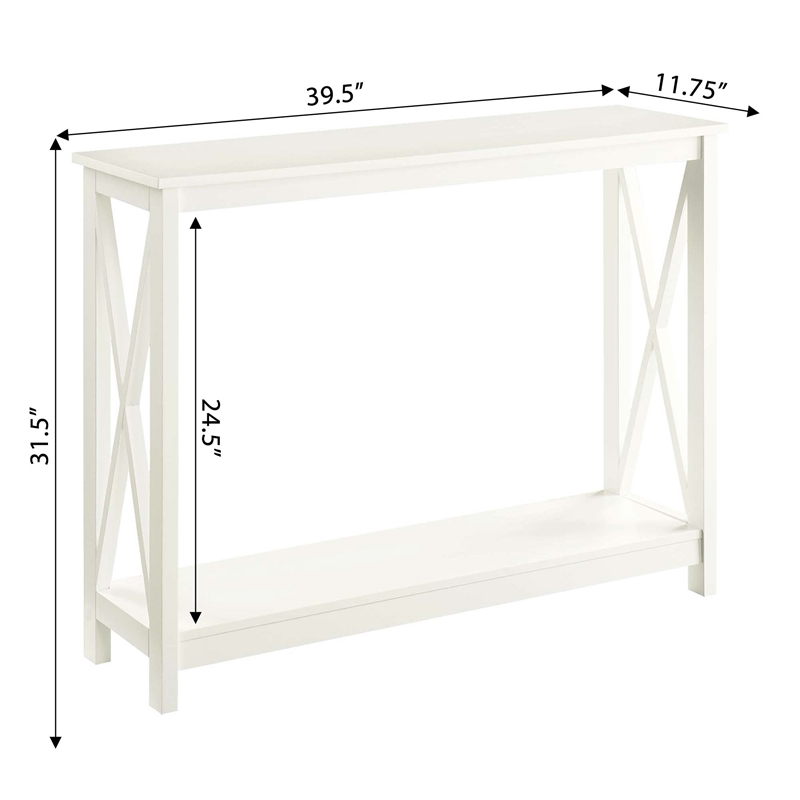 Convenience Concepts Oxford Console Table with Shelf in Ivory Wood Finish