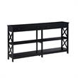 Oxford Two-Drawer 60-inch Console Table with Shelves in Black Wood Finish